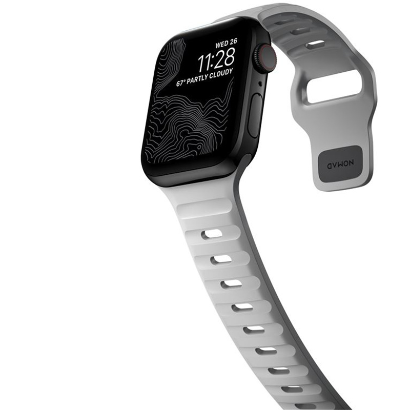 Sportowy pasek marki Nomad z serii Sport Strap dla Apple Watch 49/45/44/42mm, szary.